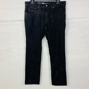 NIGHT TRAIN regular free world cotton black dark denim straight jeans size 33